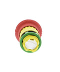 Emergency Stop Push Button Head 40mm Red Mushroom For Harmony X85 22mm with turn-to-release, mechanical latching, bottom view.
