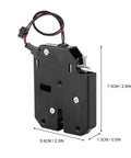 12V DC Electromagnetic Cabinet Lock with 150Kg Force Auto Lock When Power is Off shown with dimensions and wiring