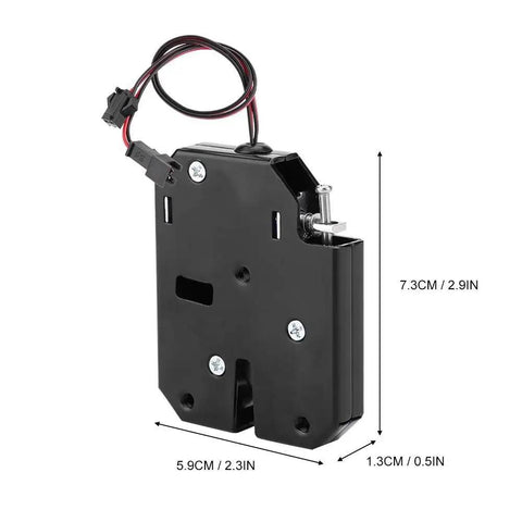 12V DC Electromagnetic Cabinet Lock with 150Kg Force Auto Lock When Power is Off shown with dimensions and wiring