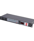Keep Your Live Rig Bulletproof With This 10 Outlet Power Sequencer Surge Protector Featuring Digital Voltage Display And Hella Surge Defense For Smooth Amp Speaker Startup Shutdown On Stage Or In Studio US Plug, front view.