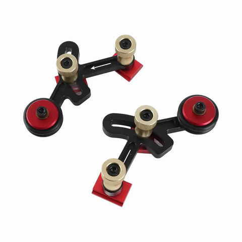 Precision Ball Bearing Roller Guide Wheel For Table Saw Fence Mount has black and red wheels with gold knobs for smooth wood feed.