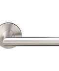 Round Rosette Tubular Passage Door Lever Set in Satin Stainless Steel, Modern Frankfurt Style Interior Lever With 2-3/8 Inch Backset