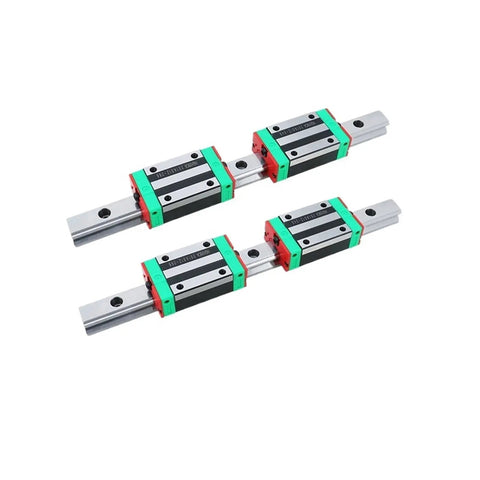 Smooth High Precision Linear Guide Rail Kit With Two 650mm HGR25 Rails And Four HGH25CA Blocks For Stable Motion Easy Install No Maintenance, four blocks on rails