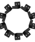 Modern Minimalist Tile Holder Brackets With Quick Install Hooks shown in a circular arrangement, black iron, front view
