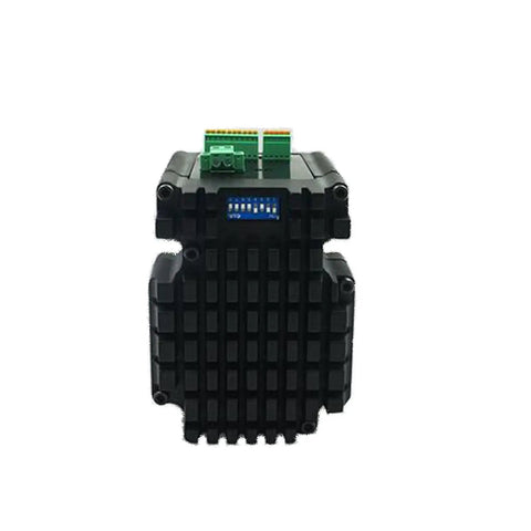 Integrated Drive Motor Closed Loop Servo System Encoder For Cnc Machines Built Tough With Heavy Duty High Torque Design, black casing, front view.