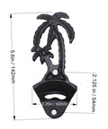 Wall Mounted Black Palm Tree Bottle Cap Opener Heavy Duty Cast Iron Garage Beer Bottle Opener With Boss Tropical Vibe.