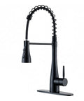 TOYWIA Kitchen Faucets with Pull Down Sprayer, High Arc Single Handle Classic Stainless Steel Sink Faucet 1 or 3 Hole, Suitable for Farmhouse Camper Laundry Rv Bar, Matte Black with long spiral hose.