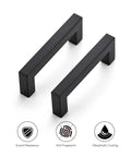 30 Pack Three And A Half Inch Square Cabinet Handles Matte Black Pulls with scratch resistance and anti-fingerprint features