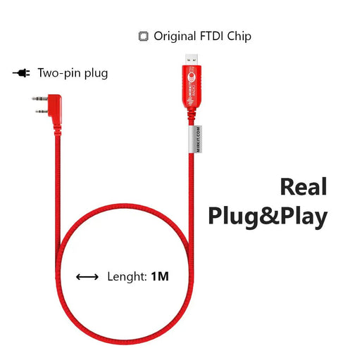 Dope Red FTDI USB Programming Cable For Ham Radios Flashing With Original FTDI Chip Inside 1M length