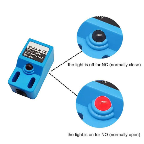 Inductive Proximity Sensor SN04 N NPN NO 4mm Sensing Distance 5 30V DC 300mA Output With SN Bracket Blue showing status lights