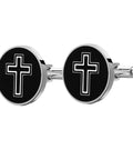 Cross Cufflinks For Men Titanium Steel Black Cross Design Decorative Shirt Buttons For Business And Formal Shirts 1 Pair Sharp Look