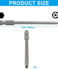 Premium S2 Alloy Steel T20 Torx Screwdriver Bit 100Mm Length showing size and profile for car and bike repairs.