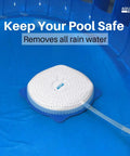Aquatix Pro Pool Cover Drainer Kit with 16 ft hose for above ground pools, showing siphon system preventing water buildup