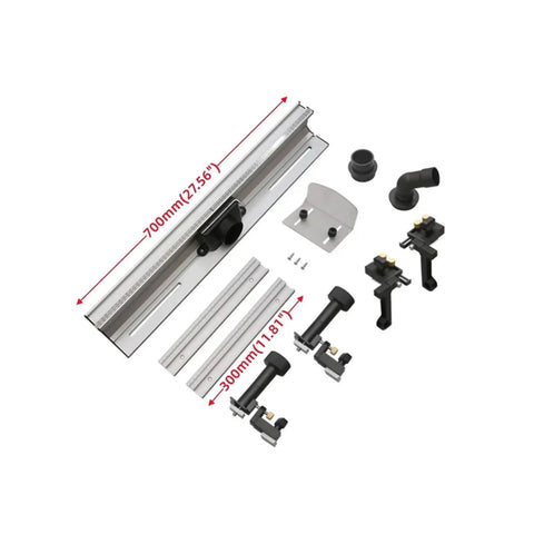 Slick Fit Aluminum Router Table Fence With T Track Slots Adjustable Flip Stop And Precision Miter Head Dual Measurement Lines For Nailing Woodworking Projects Fast, 700mm aluminum rail and accessories.