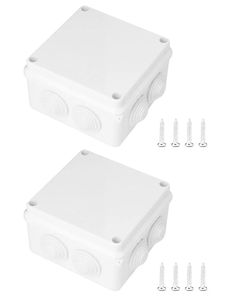 Weatherproof IP65 Junction Box 4 By 4 By 2.8 Inches ABS Plastic 2 Pack Surface Mount Enclosures For Indoor And Outdoor Electrical And Communications Installations Built Tough
