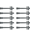 Pack of 10 Fleur De Lis Wrought Iron Dummy Strap Hinge 16 Inch Black Decorative Hardware for doors, cabinets, shutters, garage decor