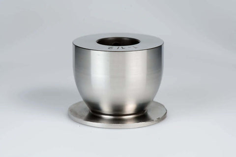 Front view of a Bead Roller Pro Grade Radius Die Set for Metalworking, Cr12 steel, 1-1/2 inch radius die, smooth polished finish