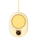 Portable Electric Heating Coaster For Coffee And Tea, 75 Degree Cup Warmer Plate With Hella Steady Temp Dial, Compact Desk Mug Heater Pad For Home Office, Sleek white design with temperature dial.