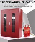Built Tough As Nails Steel Fire Extinguisher Cabinet Floor Stand Lockable Safety Enclosure With Clear Glass Door Sweet Red Finish.