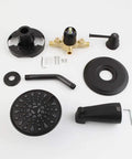 Components of Matte Black Shower Faucet Set With Tub Spout And 6-Spray Touch-Clean Dope Shower Head, Tub And Shower Trim Kit