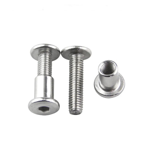 Flat Head Set Screw Hex Socket Fastener Two Piece Furniture Fitting Kit for beds chairs tables cabinets, 15mm bolt pair