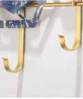 Heavy Duty Five Hook Wall Mount Coat Rack Sleek Steel Storage Bar For Zero Clutter Entryway Bedroom with gold hooks and blue accent.
