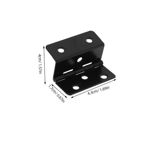 Heavy Duty Six Hole Three Fold Cabinet Door Hinge in black iron, 4cm x 4.3cm x 1.7cm, for kitchen cabinets and drawers.