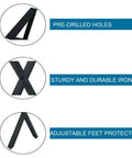 Industrial Iron X Style Table Legs Set Of 2 28 Inch Tall By 20 Inch Wide with pre-drilled holes and adjustable feet