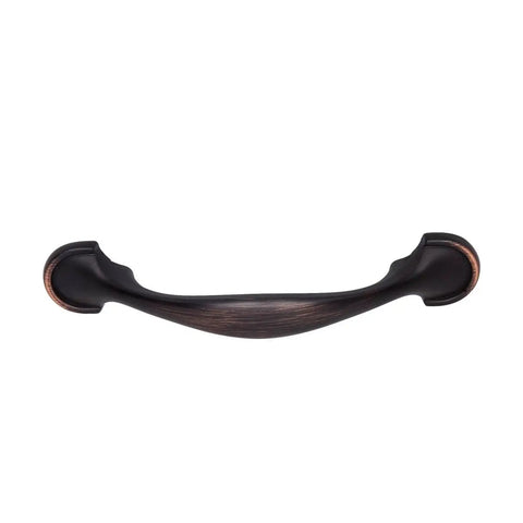 Oil Rubbed Bronze Rounded Foot Cabinet Pulls 4.63 Inches Long With 3 Inch Center, 1 Inch Projection, 10 Pack, Includes M8 Screws, Sleek Modern Kitchen Bath Handle, shown front view