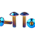4 Pcs M5x20mm Titanium Burnt Blue Hex Bolts Umbrella Head Screws 304 Stainless Steel showing different angles and details.