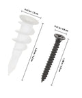 Heavy Duty Wall Anchors Kit With Stainless Steel Expansion Screws 100 Sets Large Thread For Thick Drywall Black Plastic Housings size view