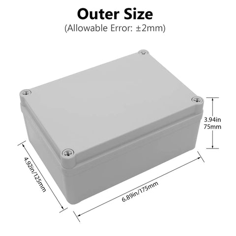 IP67 Waterproof Junction Box Outdoor Project Enclosure Made From Durable ABS Plastic Dustproof Gray Weatherproof Electrical Housing 6.9 x 4.9 x 3 Inch Box For Outdoor Wiring And Electrical Components Protection, outer size