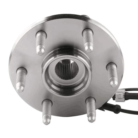 Front view of Front Wheel Hub and Bearing Assembly for 4WD 6 Lug Trucks and SUVs, Premium Replacement Fits Chevy Silverado Tahoe with ABS Sensor