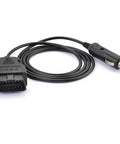 Cigarette Lighter To OBD2 Power Cable 16 Pin 10Ft 12V DC Vehicle OBD II Port Adapter Connect Any 12V Source To Car Diagnostic Tool OBD II Cable With Memory Save For Easy No Fuss Reliable Power, showing connectors and coiled cable.
