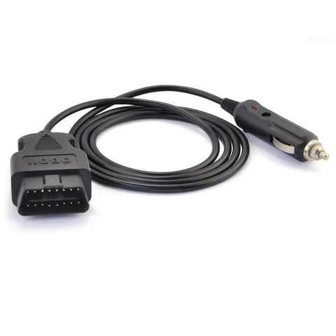 Cigarette Lighter To OBD2 Power Cable 16 Pin 10Ft 12V DC Vehicle OBD II Port Adapter Connect Any 12V Source To Car Diagnostic Tool OBD II Cable With Memory Save For Easy No Fuss Reliable Power, showing connectors and coiled cable.