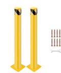 Kickass Heavy Duty Safety Bollard Posts Set Of Two 24 Inch Tall Steel Guards with reflective tape and mounting hardware.