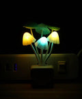 Sensor Led Night Light With Color Changing Plug In Mushroom Dream Bed Lamp Three Color Blue Yellow White Warm Soft Romantic Ambient