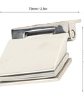 Rock Solid Stainless Steel Hinge Plays Nice With Tempered Glass Doors Smooth Polish Finish Fits 8 To 12mm side view dimensions