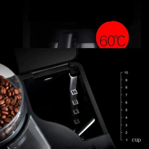 Coffee Maker Single Serve Espresso Machine With Blue Capsule Variety Pack For Office Kitchen And Home Use Quick Brews One Touch Operation Compact Desk Friendly Design Ideal For Breakrooms And Home Barista Fans showing temperature and bean holder.