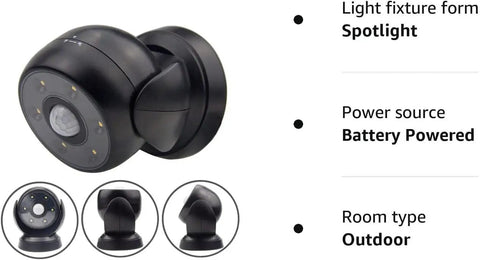 Battery Operated Motion Sensor Spotlight For Indoor And Outdoor Use Wireless LED Flood Light Waterproof Security Lighting 200 Lumen