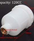 Straight Up Tough 125Ml Paint Pot Tailored For Hvlp Gravity Spray Guns shows a 120CC capacity white paint cup with internal threaded connector.