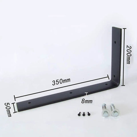 Hefty Hold Rock Solid L Shaped Wall Brackets For Corner Shelves 100 Kilogram Support Premium Steel, 350mm x 200mm dimensions with screws.