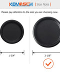 Size comparison of Six Pack Black Round Sliding Closet Door Finger Pulls, featuring 1-3/4 inch and 2-1/8 inch diameters.