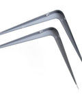 Rock Solid Heavy Duty Shelf Support Brackets 100 Pack 6 By 5 Inch Grey Steel Corner Braces shown from above.