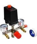 Heavy Duty Air Compressor Pressure Switch Regulator Valve 90 To 120 PSI Range With 125 PSI Max 0 To 180 PSI Gauge Auto Cutoff