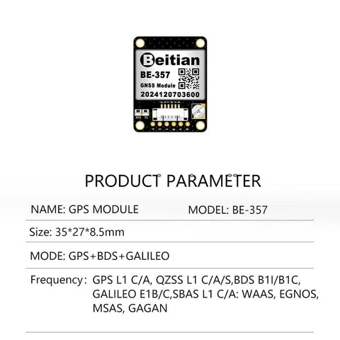 Beidou GPS GNSS Compass Module For FPV Fixed Wing Drones, 10th Gen Multimode Positioning With Three Methods, BE-357 model