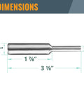 Metal router centering pin with 1/2 in body and 1/4 in shaft, 3 1/8 in overall length