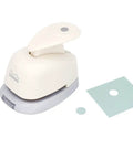 Circle Shape One Quarter Inch Lever Action Hole Punch for paper crafting and scrapbooking with flip over alignment and sample cuts