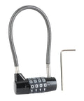 Heavy Duty 4 Digit Combo Cable Lock With Resettable Braided Steel Wire And Smooth Protective Jacket For Lock Tight Security, black lock and gray cable.