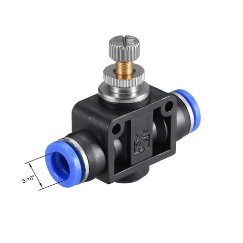 Straight Shooter 8mm Pneumatic Air Flow Control Valve With Quick Lock Push To Connect Fittings For Heavy Duty Inline Speed Regulation And Knockout Precision Adjustments
